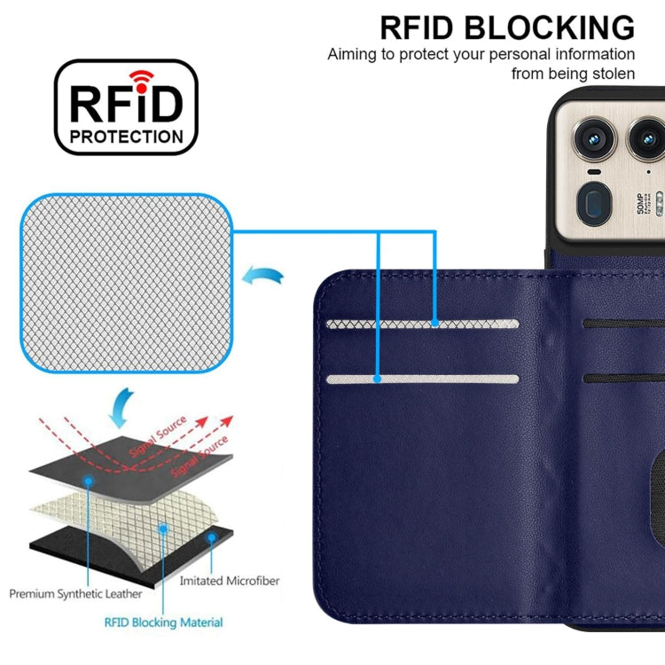 For Motorola Moto X50 Ultra Rhombic Texture Card Bag RFID Phone Case with Long Lanyard