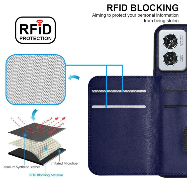 For Motorola Edge 50 Fusion Global Rhombic Texture Card Bag RFID Phone Case with Long Lanyard