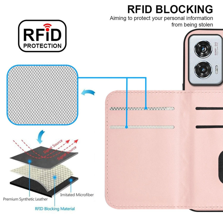 For Motorola Edge 50 Fusion Global Rhombic Texture Card Bag RFID Phone Case with Long Lanyard