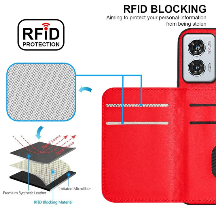 For Motorola Edge 50 Fusion Global Rhombic Texture Card Bag RFID Phone Case with Long Lanyard