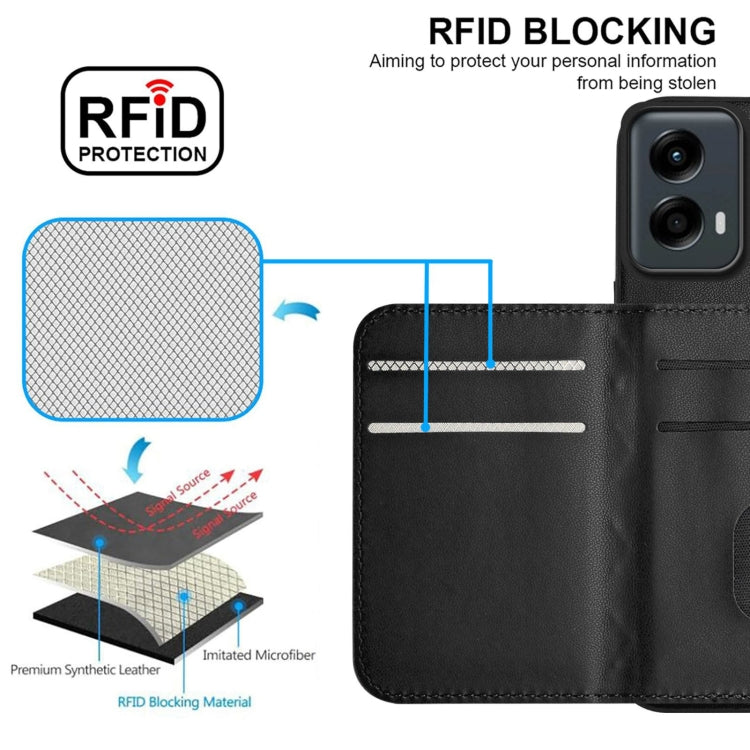 For Motorola Moto G 5G 2024 Rhombic Texture Card Bag RFID Phone Case with Long Lanyard