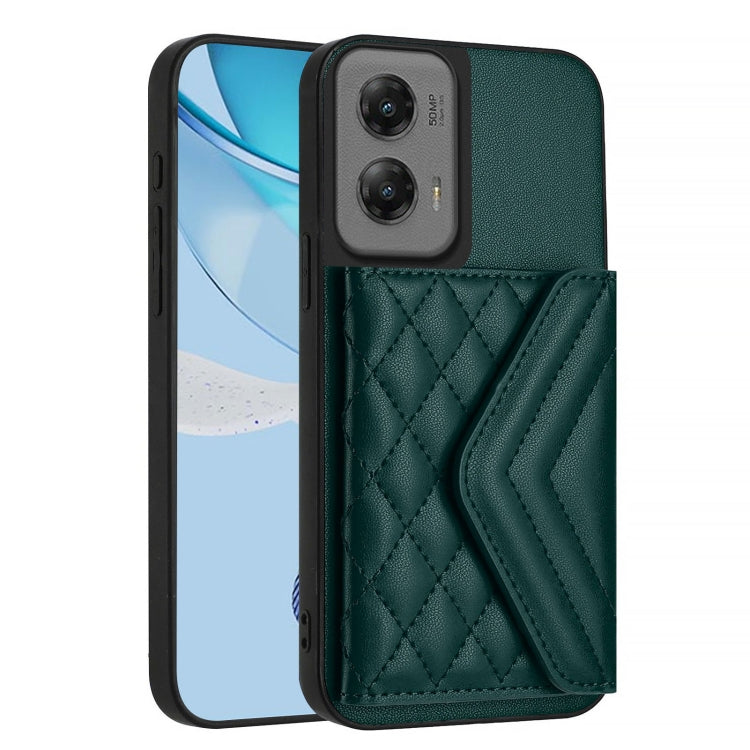 For Motorola Moto G Stylus 5G 2024 Rhombic Texture Card Bag RFID Phone Case with Long Lanyard
