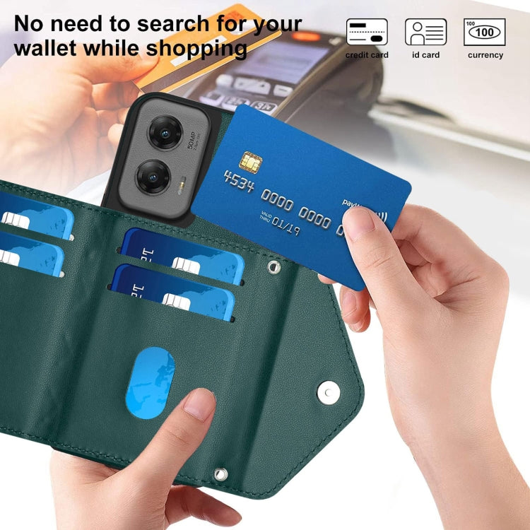 For Motorola Moto G Stylus 5G 2024 Rhombic Texture Card Bag RFID Phone Case with Long Lanyard