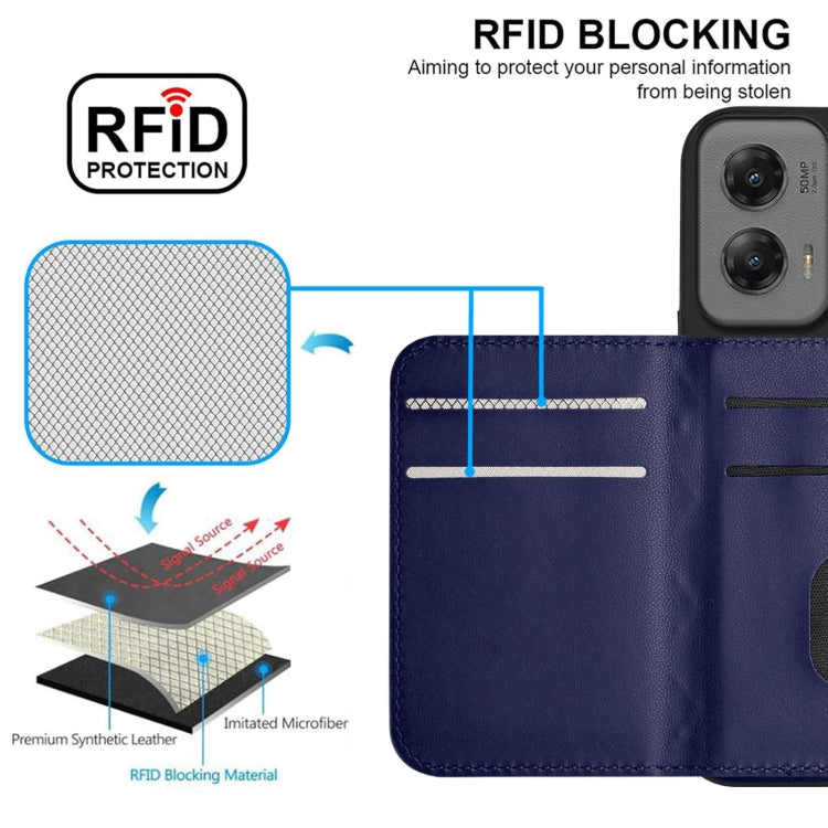 For Motorola Moto G Stylus 5G 2024 Rhombic Texture Card Bag RFID Phone Case with Long Lanyard