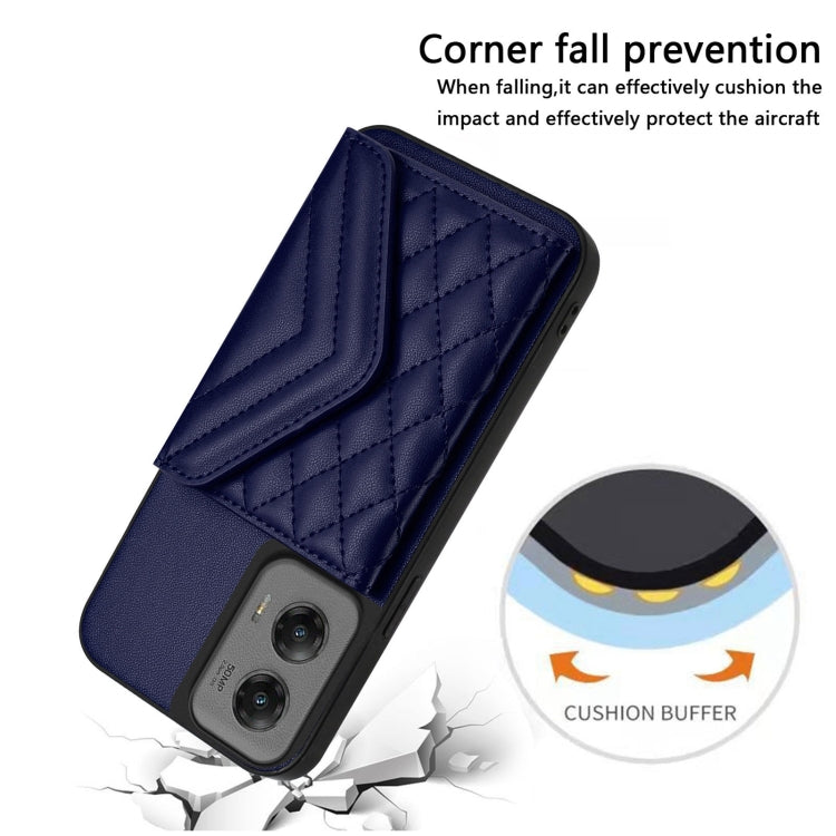 For Motorola Moto G Stylus 5G 2024 Rhombic Texture Card Bag RFID Phone Case with Long Lanyard