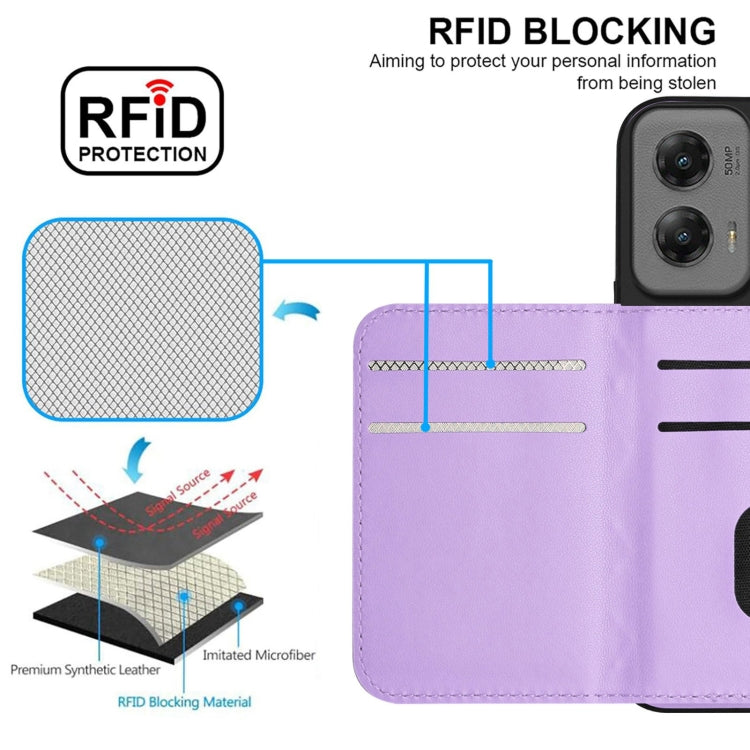 For Motorola Moto G Stylus 5G 2024 Rhombic Texture Card Bag RFID Phone Case with Long Lanyard