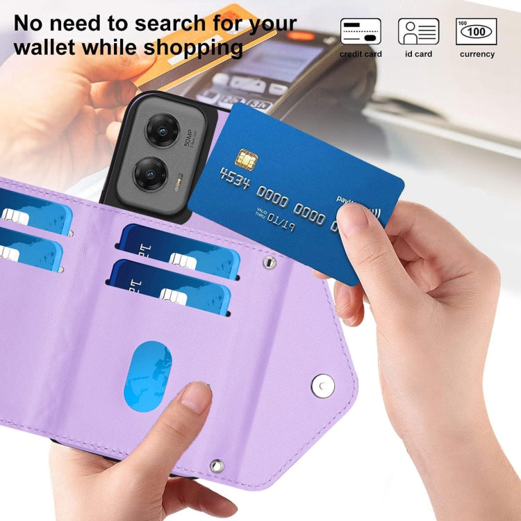 For Motorola Moto G Stylus 5G 2024 Rhombic Texture Card Bag RFID Phone Case with Long Lanyard