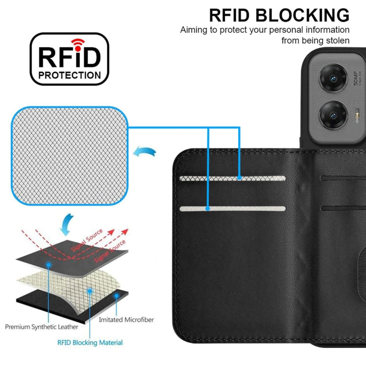 For Motorola Moto G Stylus 5G 2024 Rhombic Texture Card Bag RFID Phone Case with Long Lanyard