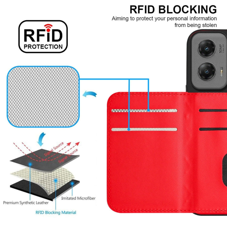 For Motorola Moto G Stylus 5G 2024 Rhombic Texture Card Bag RFID Phone Case with Long Lanyard
