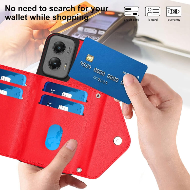 For Motorola Moto G Stylus 5G 2024 Rhombic Texture Card Bag RFID Phone Case with Long Lanyard