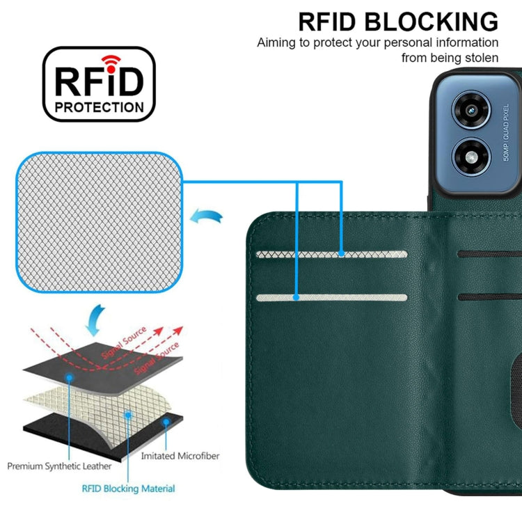 For Motorola Moto G Play 2024 5G Rhombic Texture Card Bag RFID Phone Case with Long Lanyard