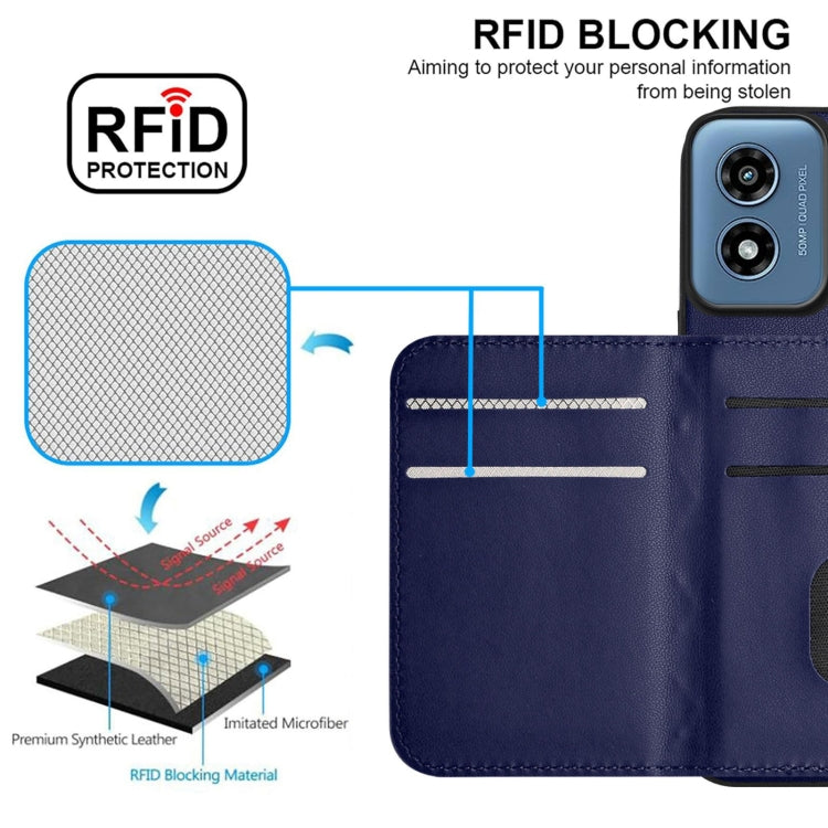 For Motorola Moto G Play 2024 5G Rhombic Texture Card Bag RFID Phone Case with Long Lanyard