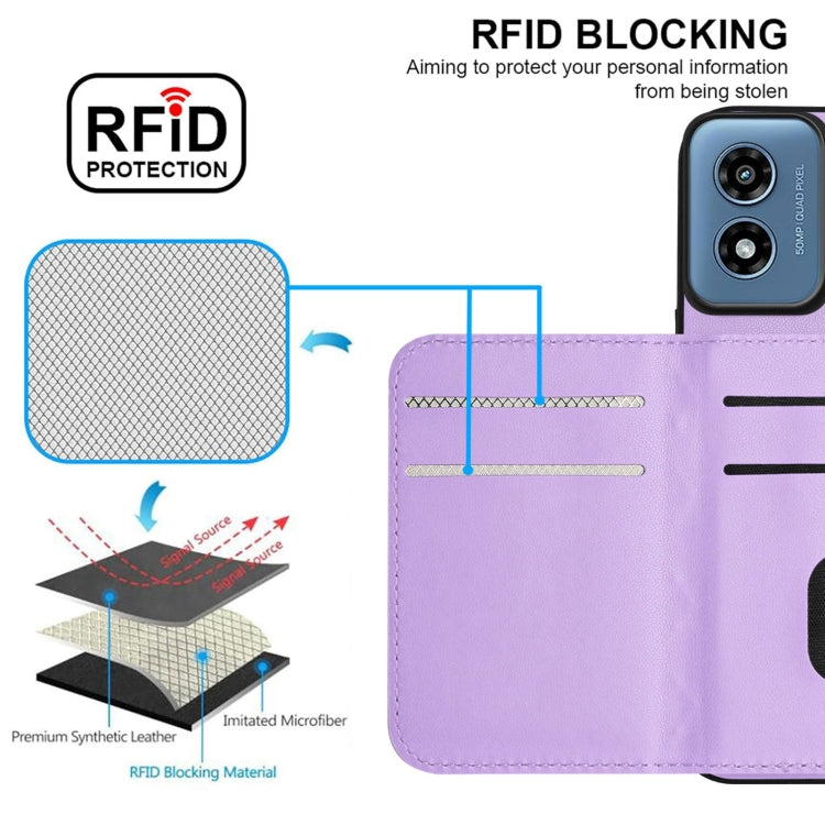 For Motorola Moto G Play 2024 5G Rhombic Texture Card Bag RFID Phone Case with Long Lanyard
