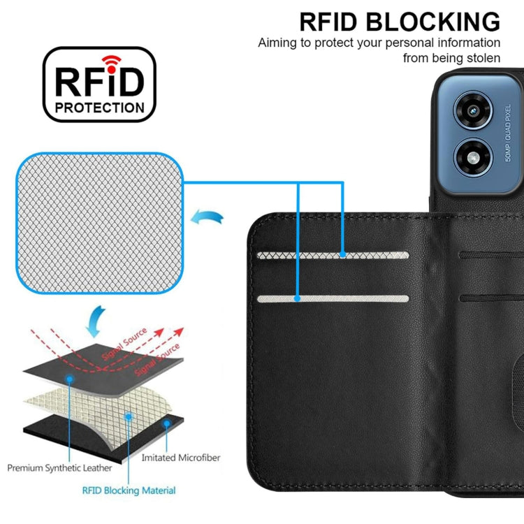 For Motorola Moto G Play 2024 5G Rhombic Texture Card Bag RFID Phone Case with Long Lanyard