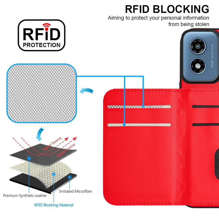 For Motorola Moto G Play 2024 5G Rhombic Texture Card Bag RFID Phone Case with Long Lanyard