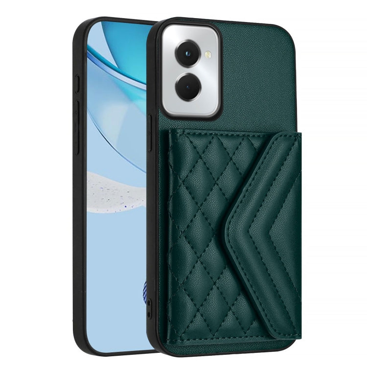 For Motorola Moto G Power 2024 5G Rhombic Texture Card Bag RFID Phone Case with Long Lanyard