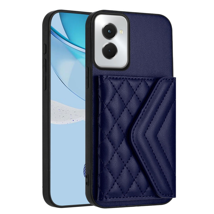 For Motorola Moto G Power 2024 5G Rhombic Texture Card Bag RFID Phone Case with Long Lanyard