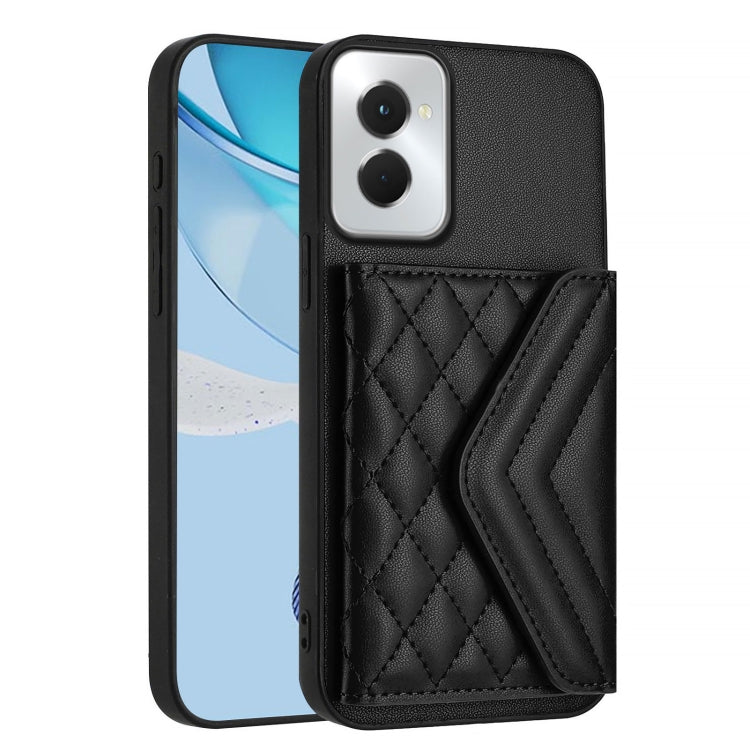 For Motorola Moto G Power 2024 5G Rhombic Texture Card Bag RFID Phone Case with Long Lanyard