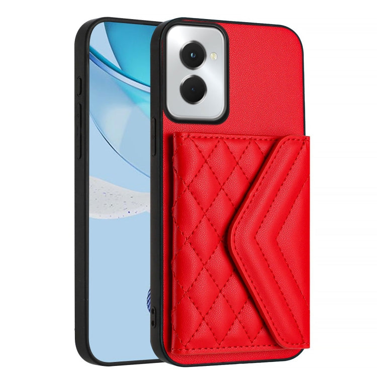 For Motorola Moto G Power 2024 5G Rhombic Texture Card Bag RFID Phone Case with Long Lanyard