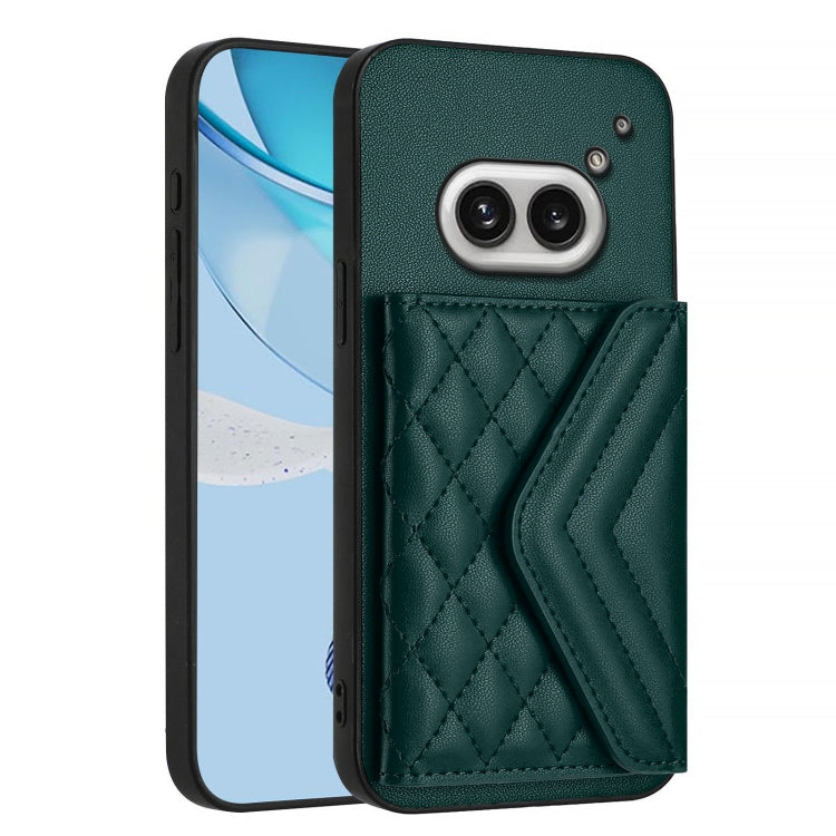 For Nothing Phone 2a Rhombic Texture Card Bag RFID Phone Case with Long Lanyard