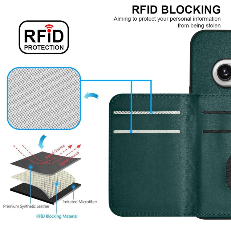 For Nothing Phone 2a Rhombic Texture Card Bag RFID Phone Case with Long Lanyard