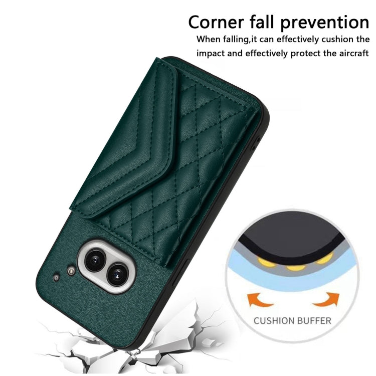 For Nothing Phone 2a Rhombic Texture Card Bag RFID Phone Case with Long Lanyard