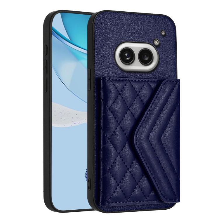 For Nothing Phone 2a Rhombic Texture Card Bag RFID Phone Case with Long Lanyard