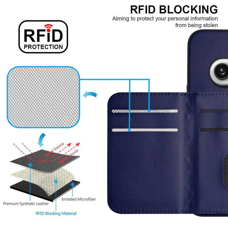 For Nothing Phone 2a Rhombic Texture Card Bag RFID Phone Case with Long Lanyard