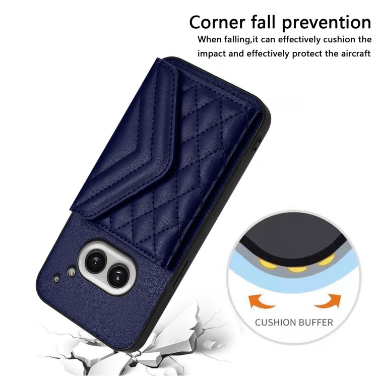 For Nothing Phone 2a Rhombic Texture Card Bag RFID Phone Case with Long Lanyard