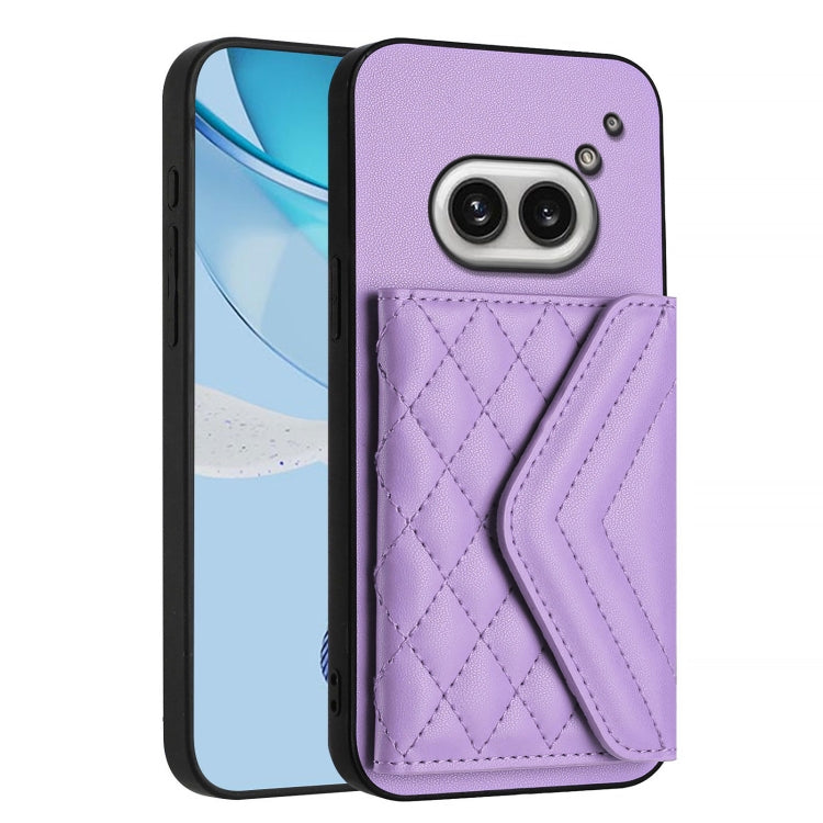 For Nothing Phone 2a Rhombic Texture Card Bag RFID Phone Case with Long Lanyard