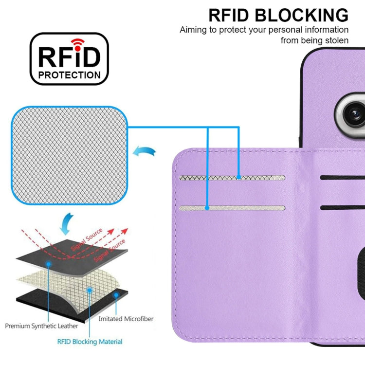 For Nothing Phone 2a Rhombic Texture Card Bag RFID Phone Case with Long Lanyard