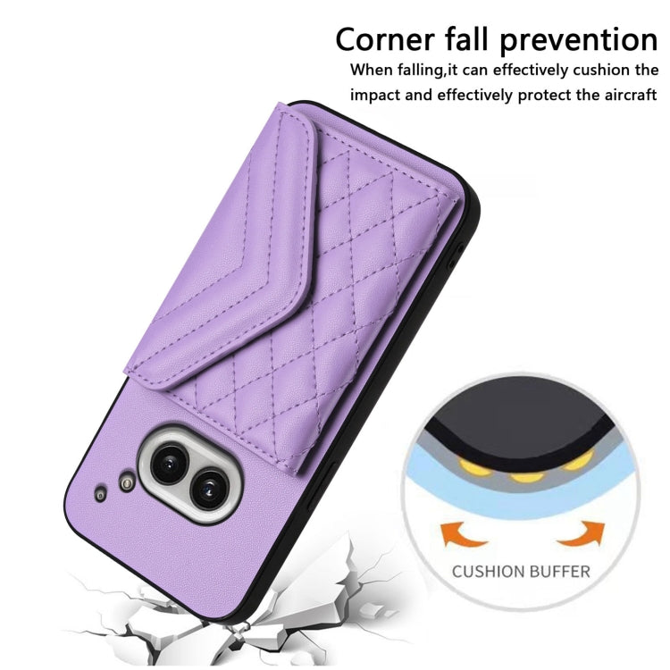 For Nothing Phone 2a Rhombic Texture Card Bag RFID Phone Case with Long Lanyard