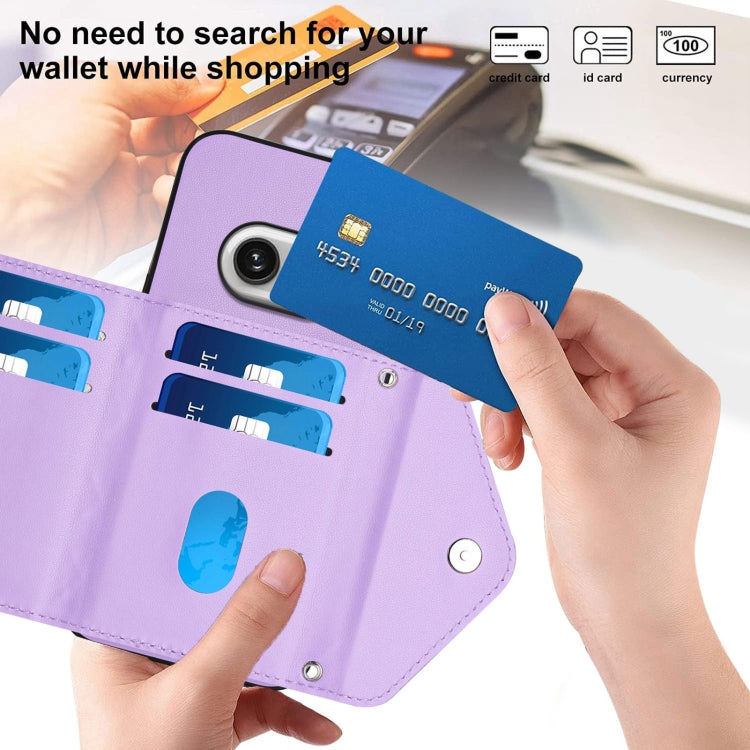 For Nothing Phone 2a Rhombic Texture Card Bag RFID Phone Case with Long Lanyard