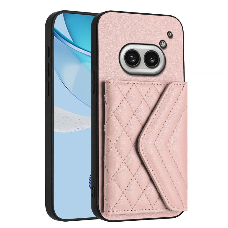 For Nothing Phone 2a Rhombic Texture Card Bag RFID Phone Case with Long Lanyard