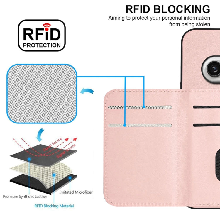 For Nothing Phone 2a Rhombic Texture Card Bag RFID Phone Case with Long Lanyard