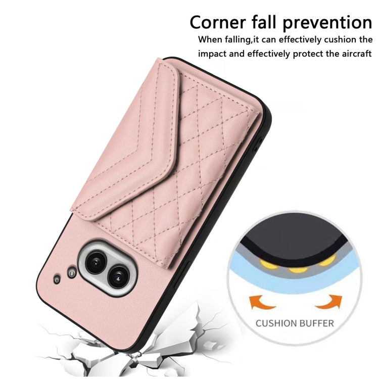 For Nothing Phone 2a Rhombic Texture Card Bag RFID Phone Case with Long Lanyard