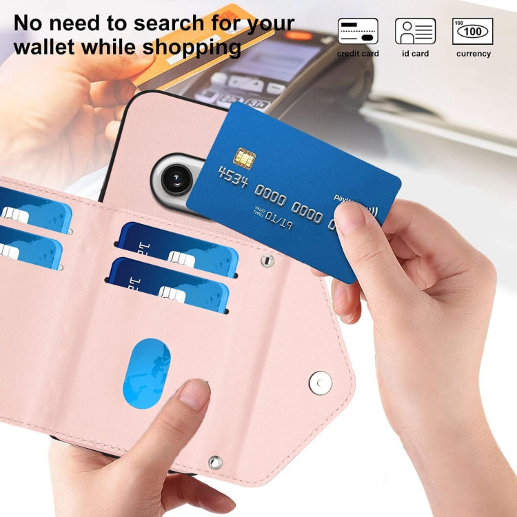 For Nothing Phone 2a Rhombic Texture Card Bag RFID Phone Case with Long Lanyard