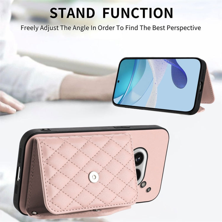 For Nothing Phone 2a Rhombic Texture Card Bag RFID Phone Case with Long Lanyard