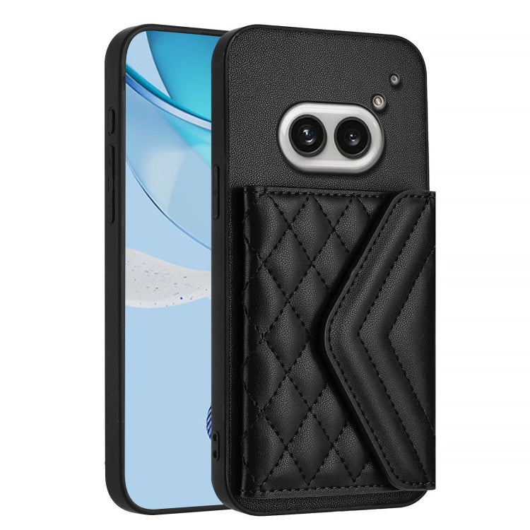 For Nothing Phone 2a Rhombic Texture Card Bag RFID Phone Case with Long Lanyard