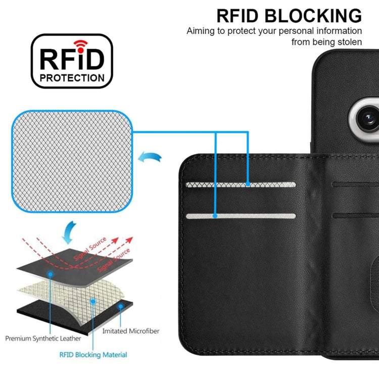 For Nothing Phone 2a Rhombic Texture Card Bag RFID Phone Case with Long Lanyard