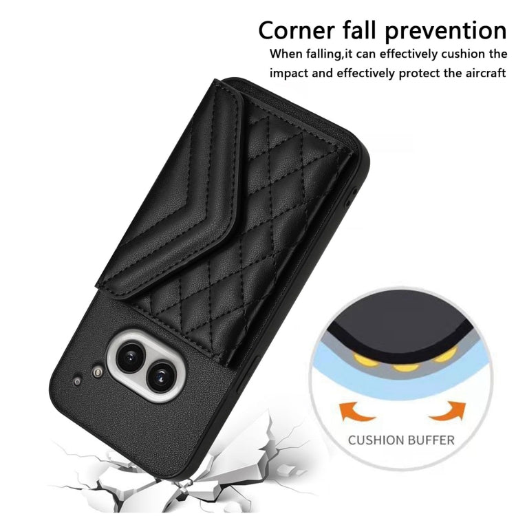 For Nothing Phone 2a Rhombic Texture Card Bag RFID Phone Case with Long Lanyard