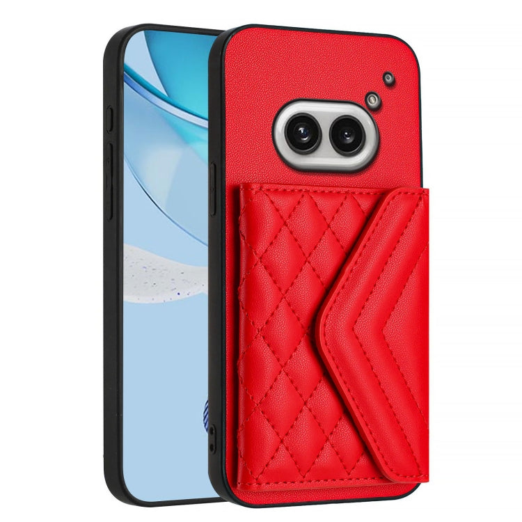 For Nothing Phone 2a Rhombic Texture Card Bag RFID Phone Case with Long Lanyard