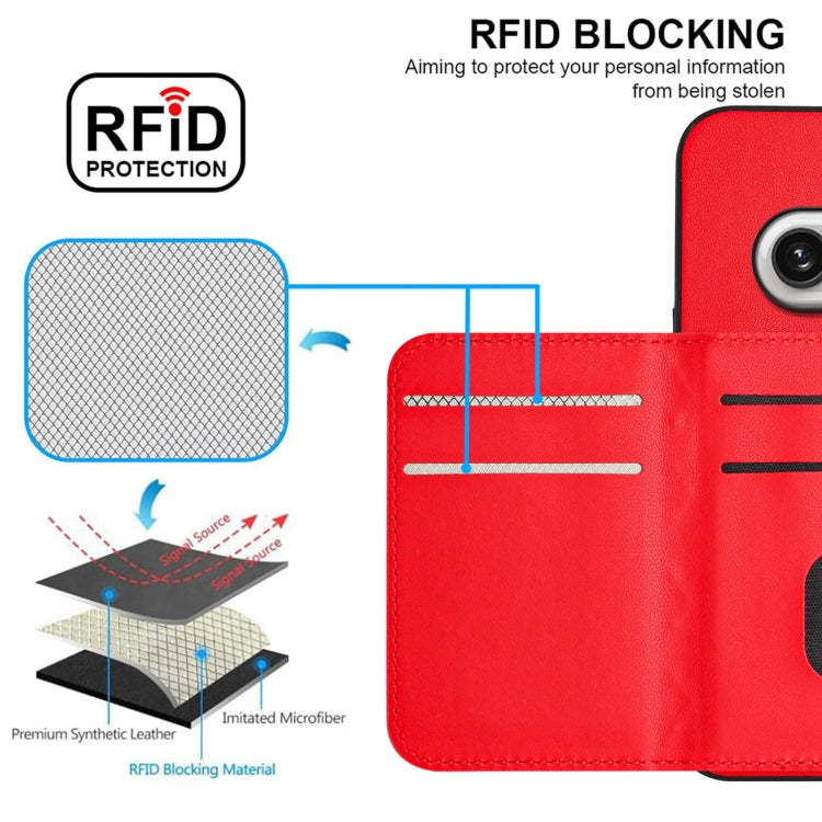 For Nothing Phone 2a Rhombic Texture Card Bag RFID Phone Case with Long Lanyard