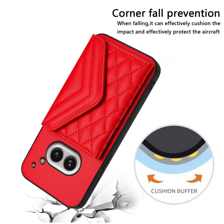 For Nothing Phone 2a Rhombic Texture Card Bag RFID Phone Case with Long Lanyard