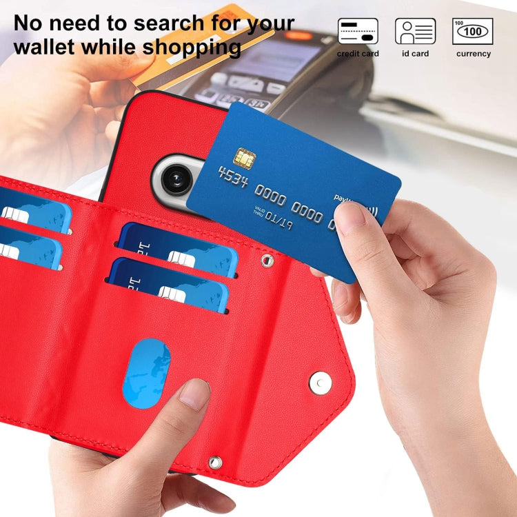 For Nothing Phone 2a Rhombic Texture Card Bag RFID Phone Case with Long Lanyard