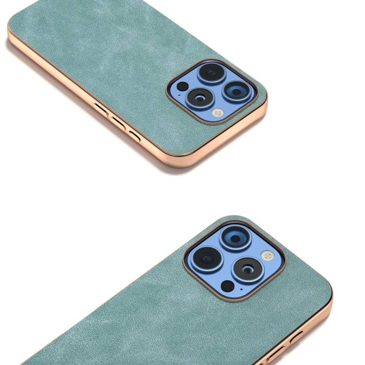 For iPhone 16 Pro Max Electroplated Frame PU Leather Full Coverage Phone Case