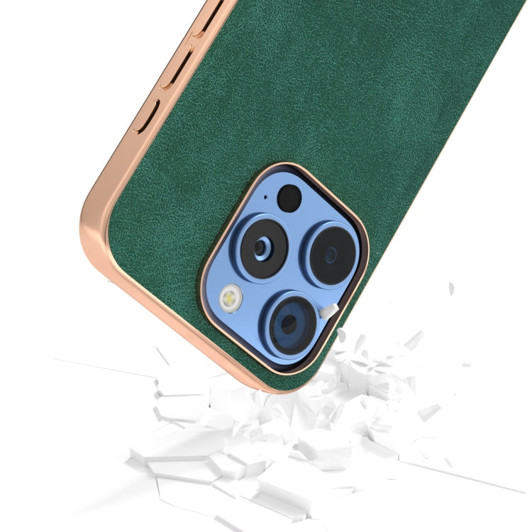 For iPhone 16 Plus Electroplated Frame PU Leather Full Coverage Phone Case
