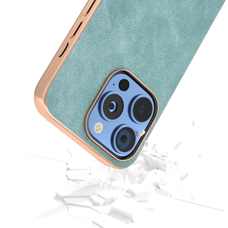 For iPhone 16 Electroplated Frame PU Leather Full Coverage Phone Case