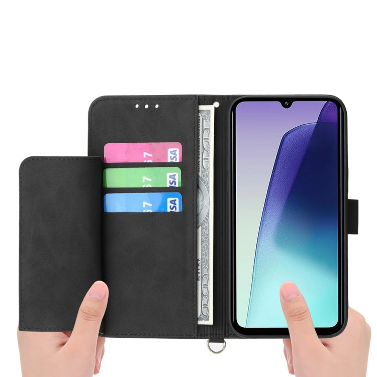 For Redmi 14C 4G Skin Feel Flowers Embossed Wallet Leather Phone Case