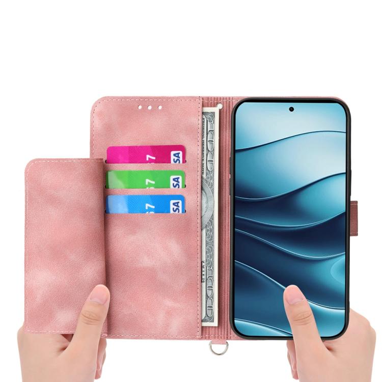 For Redmi Note 14 4G 164.84mm Skin Feel Flowers Embossed Wallet Leather Phone Case